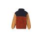 Herren-Fleece-Pullover in Farbblöcken: Dunkelblau, Orange und Beige