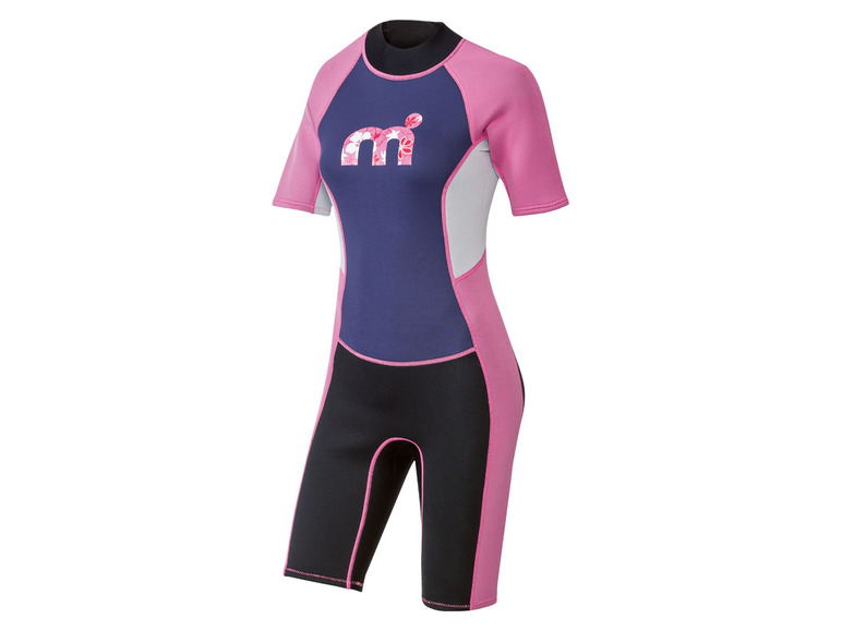 Gehe zu Vollbildansicht: Mistral Damen Neoprenanzug, kurz, mit Reißverschluss am Rücken, schwarz/lila/pink - Bild 1