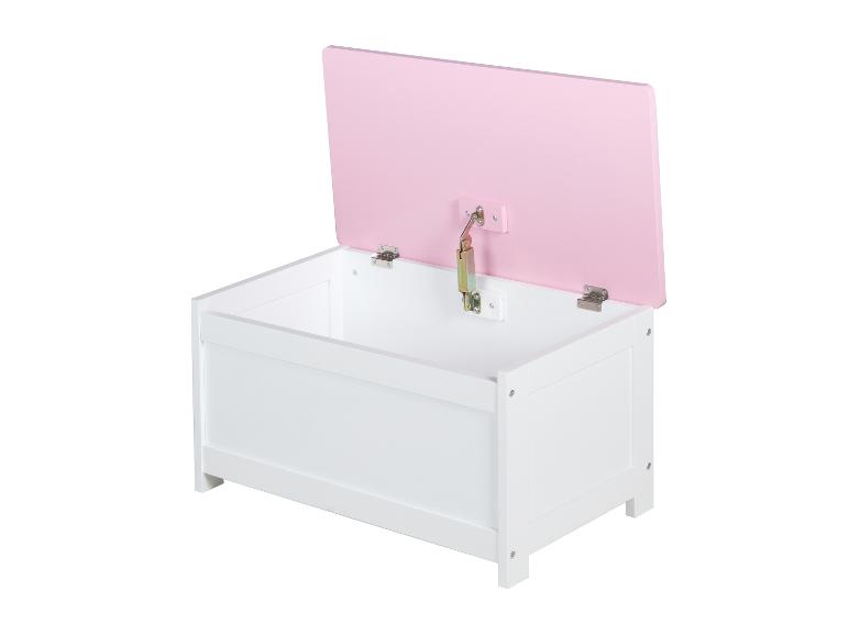 Weiße Aufbewahrungstruhe mit hellrosa Deckel