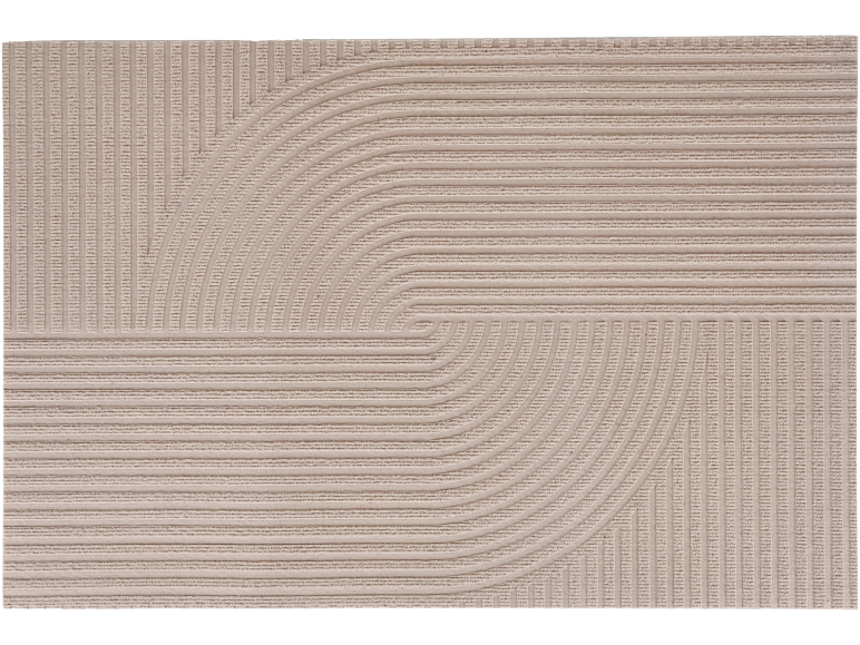 Wandtextur mit einem geometrischen Muster aus geraden und geschwungenen Linien in Beigetönen.