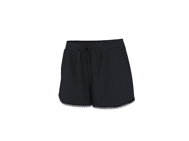 Schwarze Shorts mit Kordelzug in der Taille und Quastendetails am Saum.