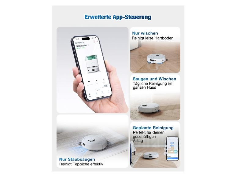 ECOVACS DEEBOT mini GREEN Saug- und Wischroboter mit App-Steuerung und verschiedenen Reinigungsmodi.