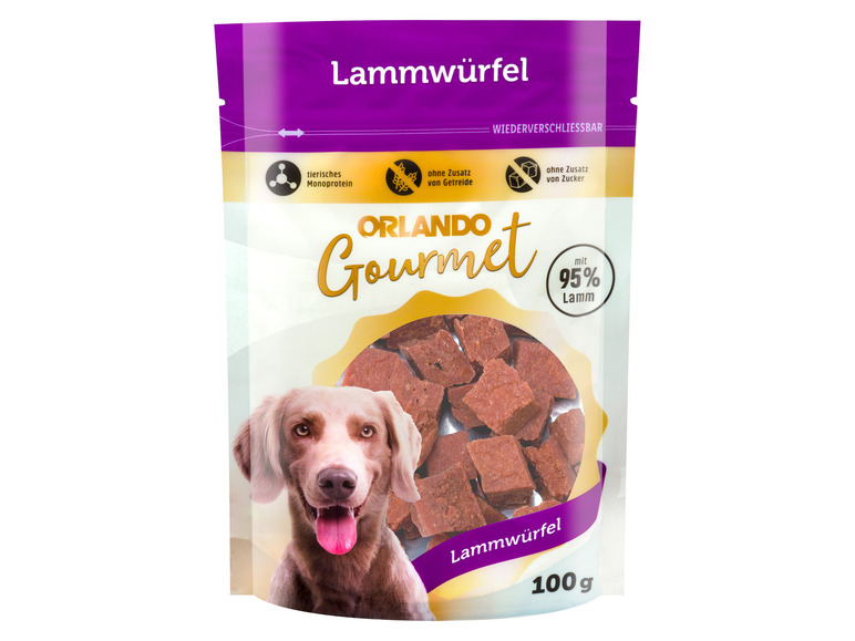 Gehe zu Vollbildansicht: ORLANDO Gourmet Hundesnack Lammwürfel, 4 x 100 g - Bild 2