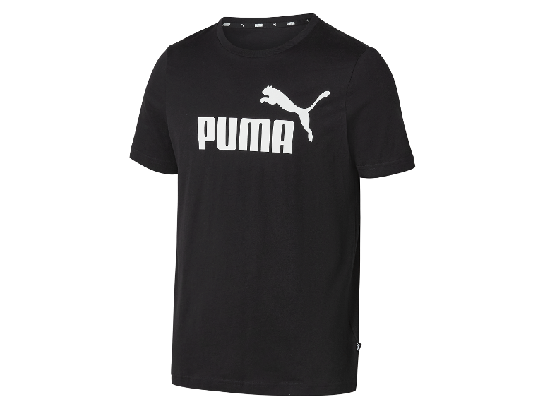 Schwarzes Puma T-Shirt mit weißem Logo.