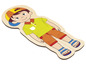Holzp Puzzle mit einem Jungen in einem T-Shirt und Shorts.