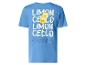Blaues T-Shirt mit Limoncello-Aufdruck und dem Spruch „La Vita È Bella“.