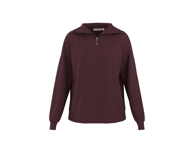 Bordeauxrotes Quarter-Zip-Sweatshirt mit Stehkragen und langen Ärmeln