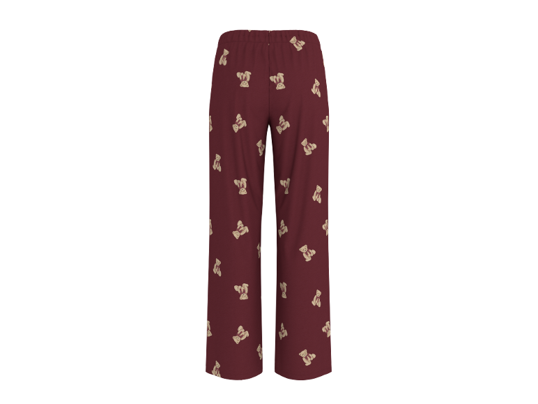 Bordeauxrote Pyjamahose mit Teddybärmuster