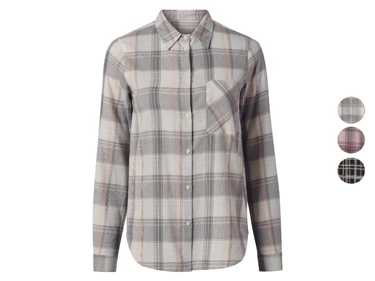 Damenhemd in Grau und Beige Karo.