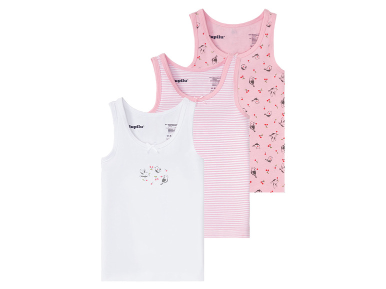 Gehe zu Vollbildansicht: LUPILU® Kleinkinder Mädchen Unterhemden, 3 Stück, mit Zierschleife - Bild 2