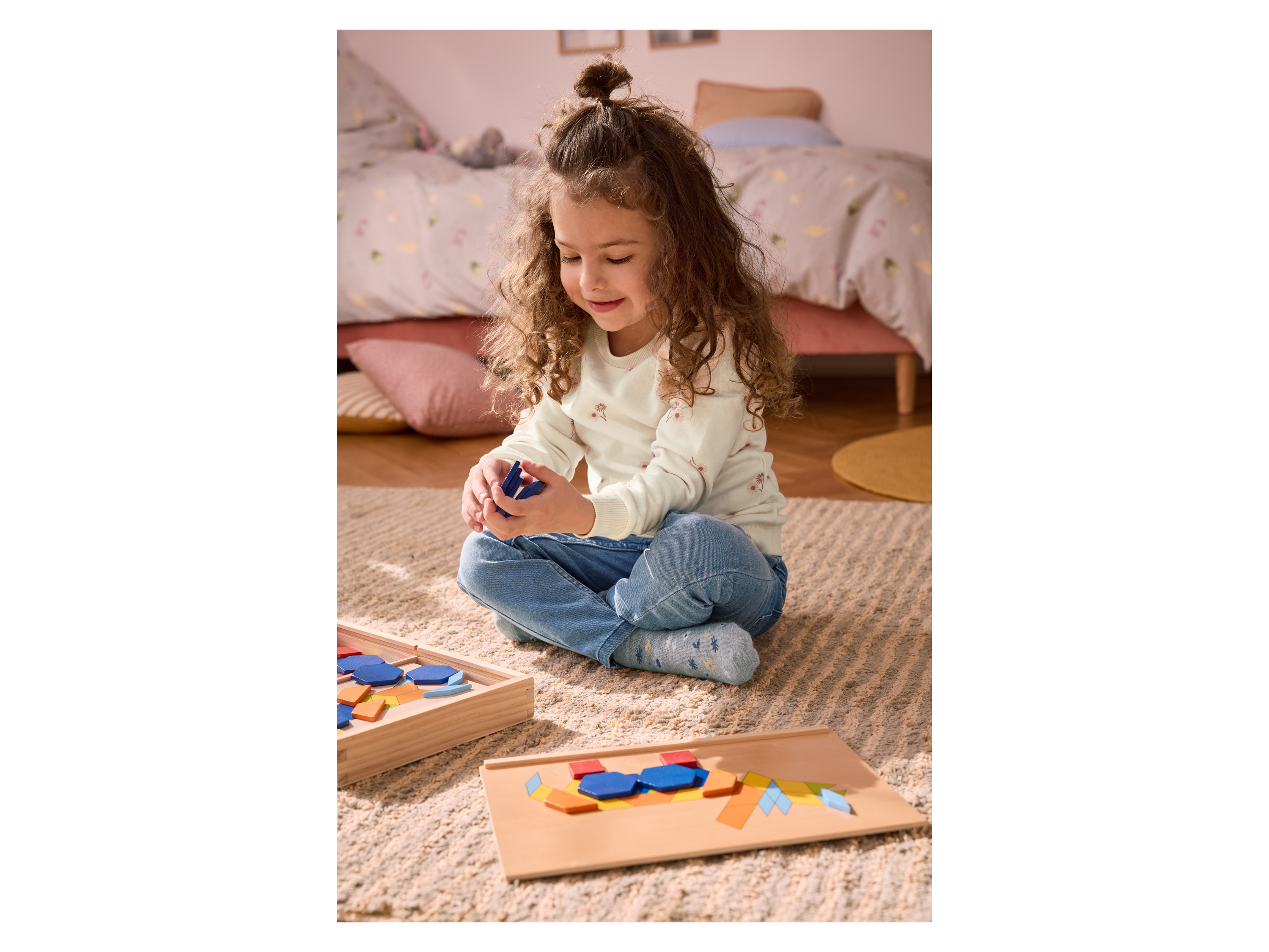 Thumbnail - lupilu® Kinder Jeggings, elastischer Bund (Blau, 122/128)