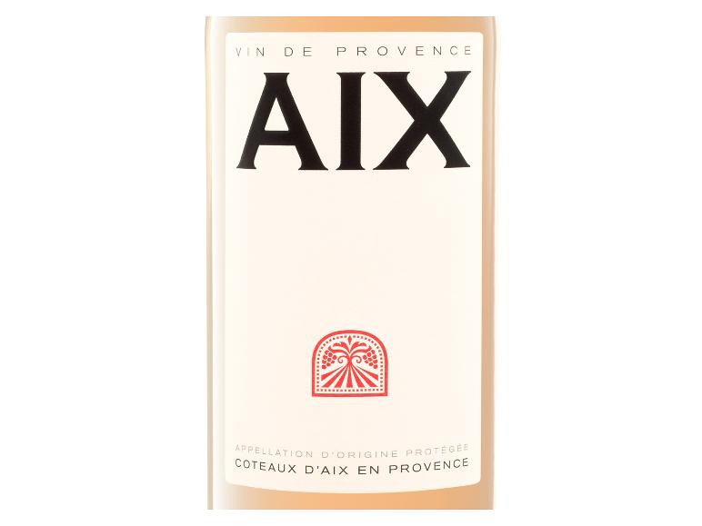 Weißes AIX Vin de Provence Weinetikett mit rotem Traubenlogo.
