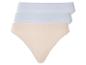 Drei Paar nahtlose Slips in Beige und Hellblau.