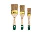 Drei Pinsel unterschiedlicher Größen (60mm, 50mm, 30mm) mit Holzgriffen und goldfarbenen Zwingen, Marke PARKSIDE.