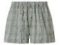 Grün-weiß karierte Boxershorts mit Gummibund und Knopfverschluss.