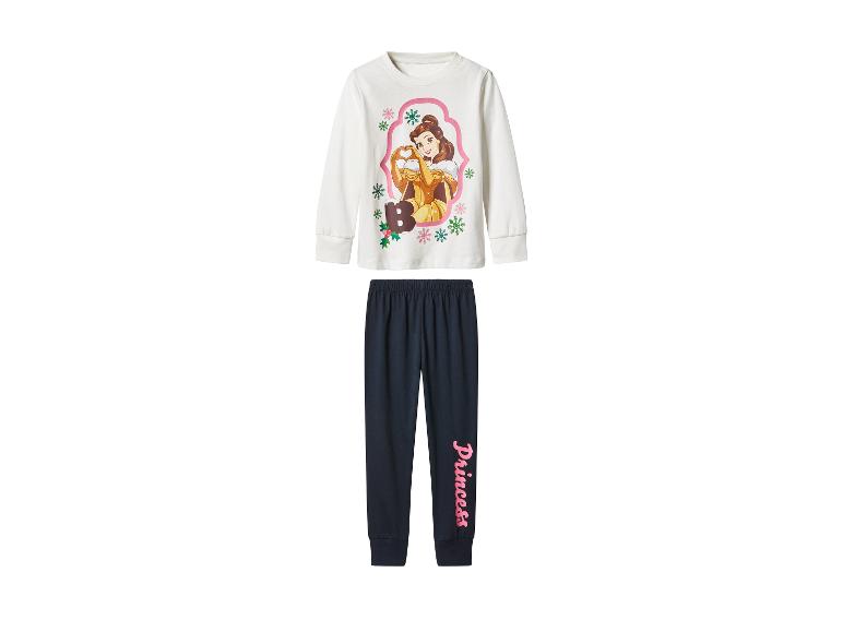 Mädchenpyjama mit Disney Prinzessin Belle Aufdruck und marineblauer Hose