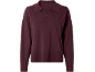 Bordeauxroter Langarmpullover mit Polokragen.