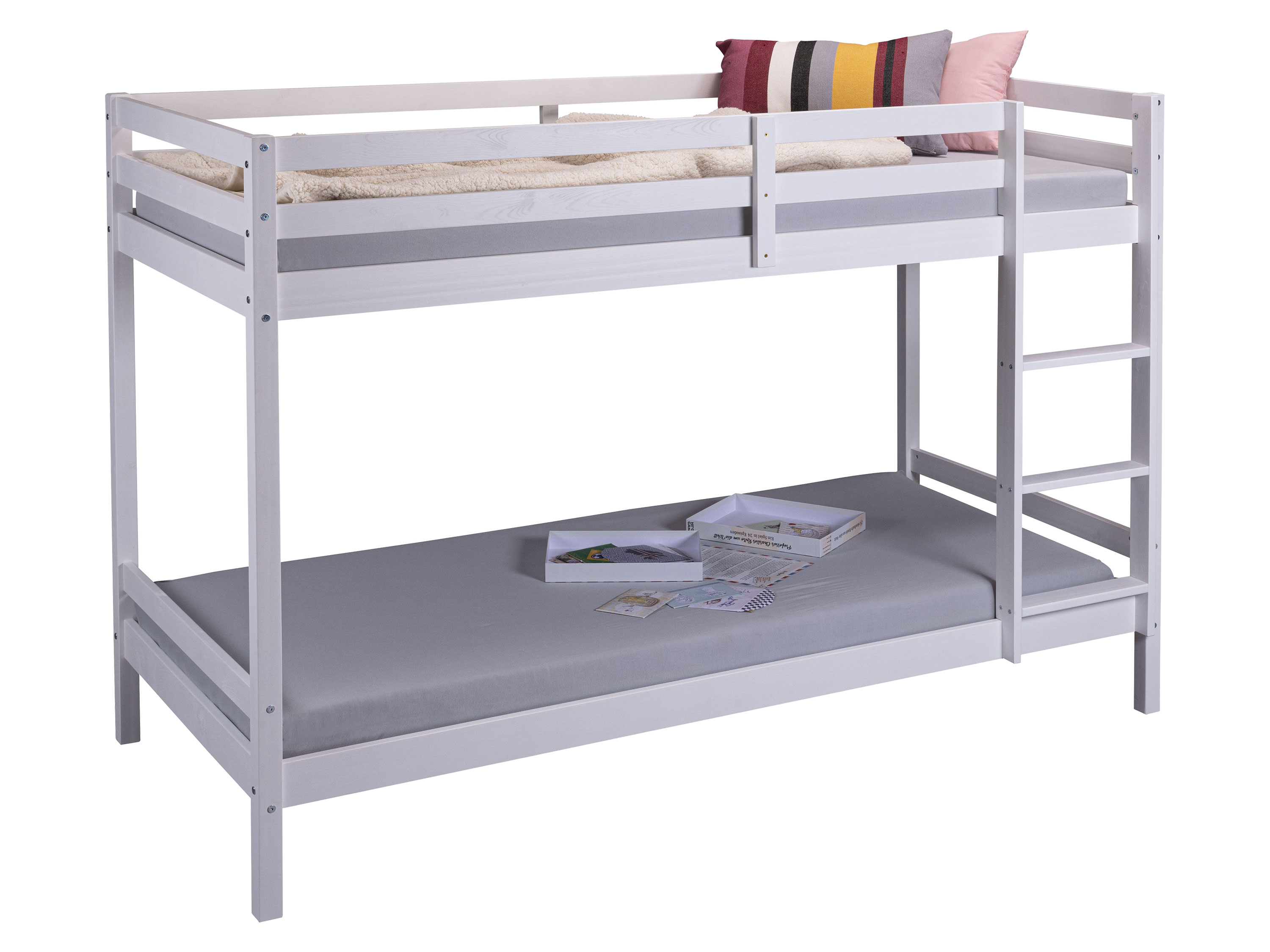 Inter Link Kinderbett Etagenbett Small Cloud/Sleepy Cloud Kiefer Massivholz weißlackiert (Etagenbett mit Leiter, 90 X 200 CM) | 04010340411059