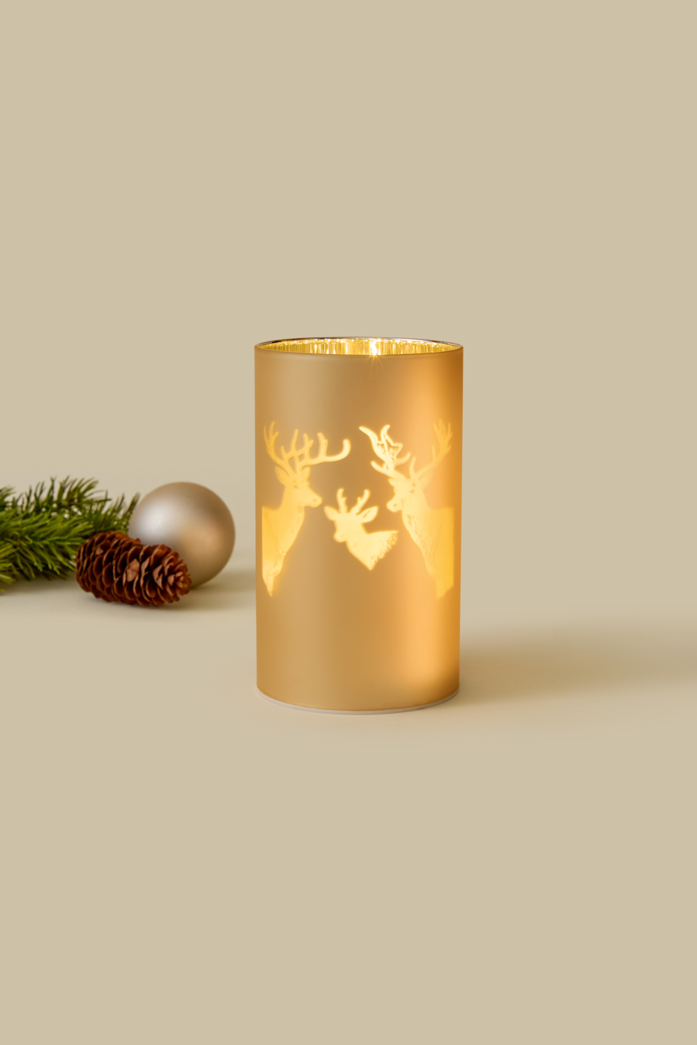 LIVARNO® Windlicht Glas mit Micro-LED Cosy Living (Gold) – Bild 2 von 3