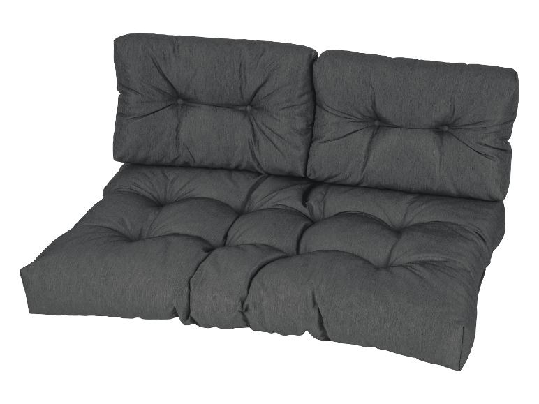 Dunkelgraues Outdoor-Kissen-Set mit gesteppten Rücken- und Sitzkissen