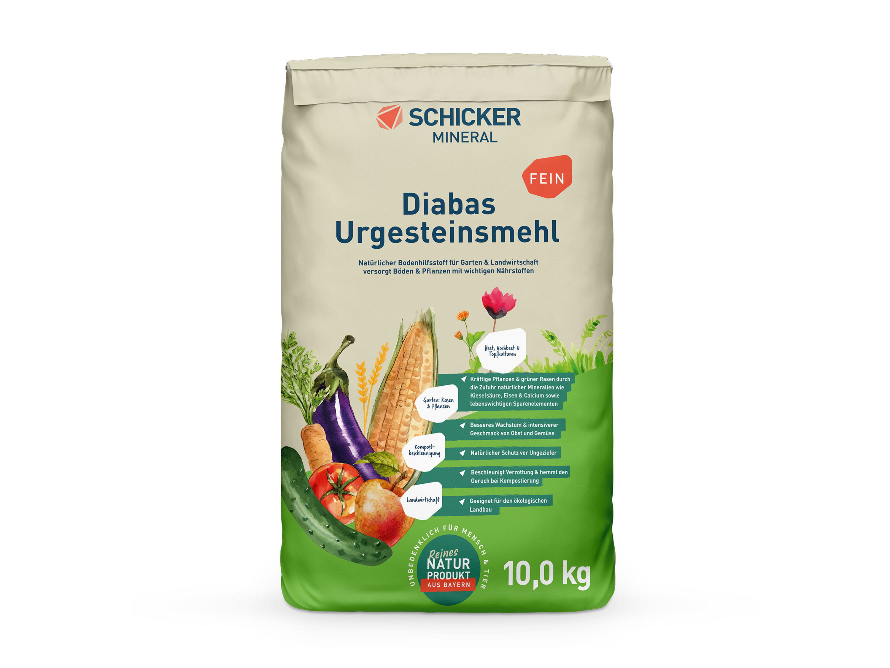 SCHICKER MINERAL Diabas Urgesteinsmehl fein (10 Kg)