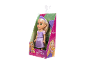 Rapunzel-Puppe in lila Kleid mit Kamm, in einer Box mit Warnhinweis für Kleinteile.