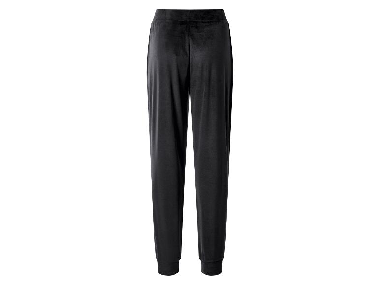 Schwarze Samt-Jogginghose mit elastischem Bund und Bündchen.