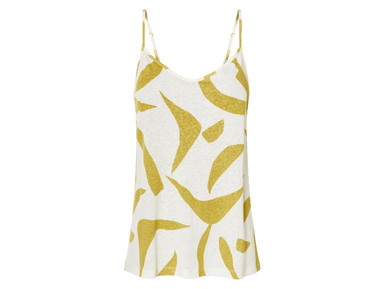 Damen Sommertop mit abstraktem gelben Druck.