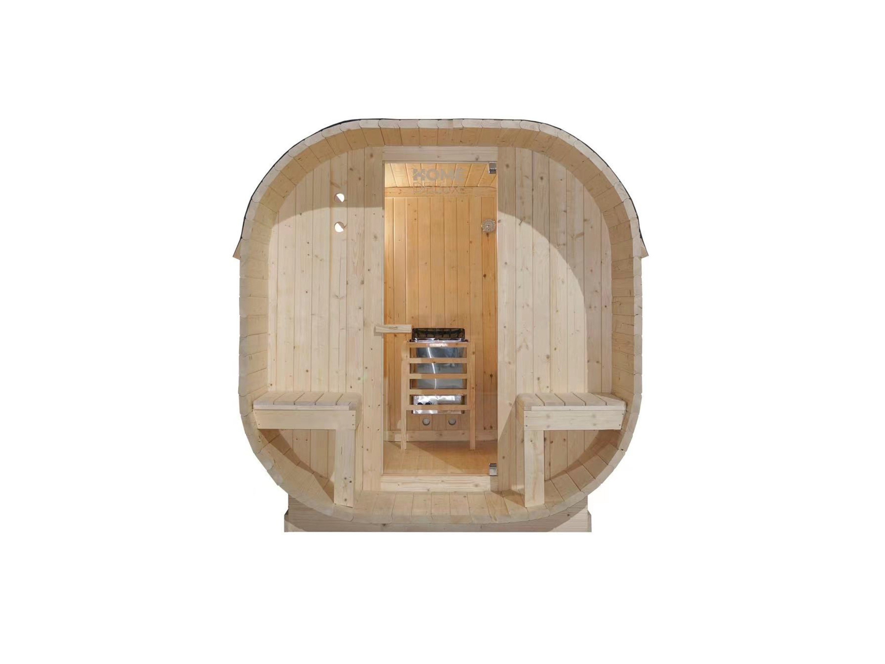 HOME DELUXE Sauna Outdoor Sauna CUBE - Größenauswahl, BxTxH: 220 x 194 x 185 cm, 38,00 mm, (inkl. 8 kW Saunaofen & Saunazubehör) Saunahaus aus Fichtenholz I Gar – Bild 3 von 4