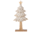 Dekorativer Filz-Weihnachtsbaum mit Holzstern und goldenen Akzenten.