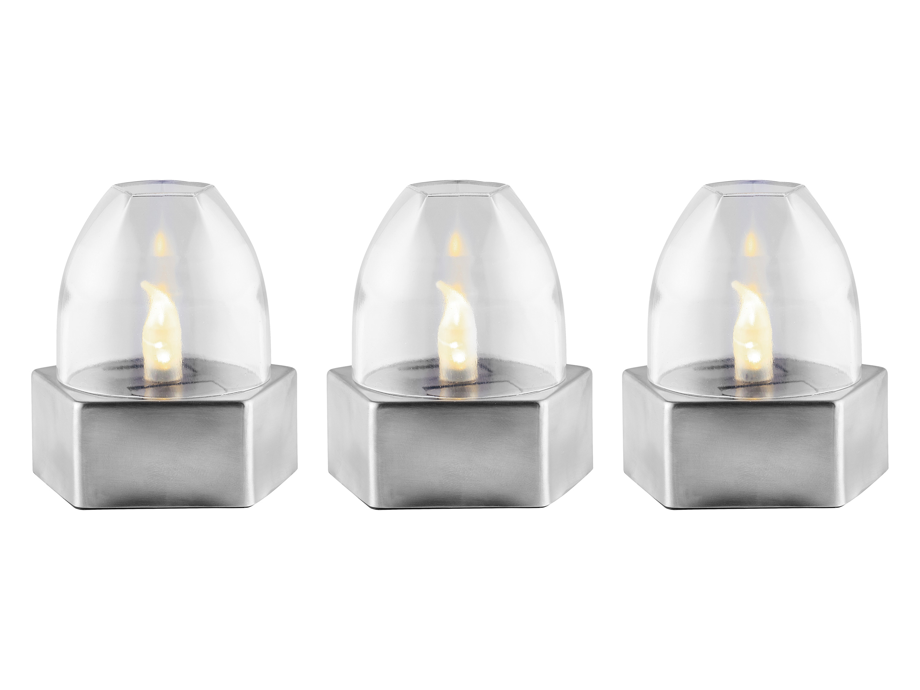 LIVARNO HOME LED Solarleuchte 3er Dunkelgrau/ Silber (Solar LED Lampe 3er Set)
