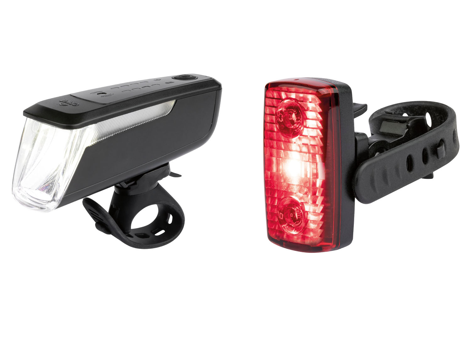 CRIVIT Fahrradleuchtenset LED, 90/70/30/15 Lux