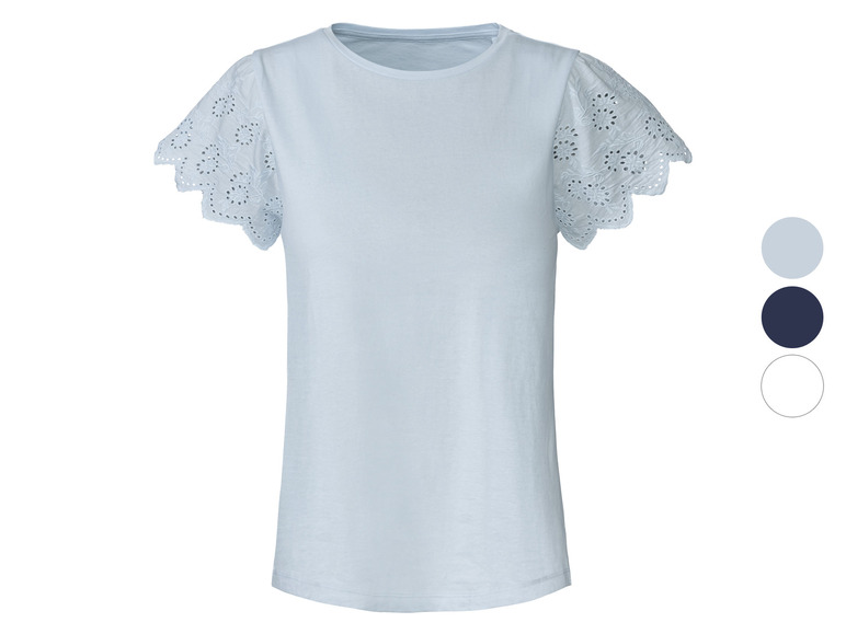 Gehe zu Vollbildansicht: esmara® Damen T-Shirt mit Spitze, aus reiner Baumwolle - Bild 1