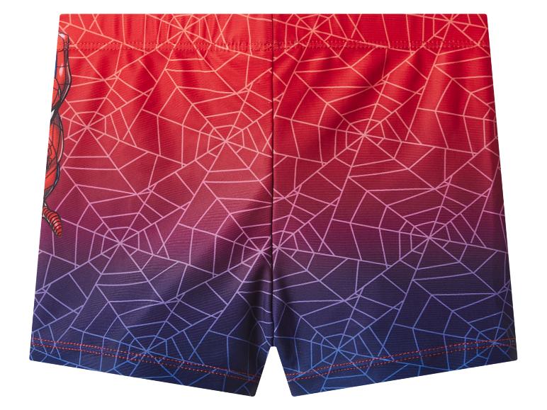 Jungen-Badehose mit Spinnennetz-Muster und rot-blauem Farbverlauf