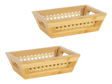 Wenko - Aufbewahrungskorb, mit Flechtoptik (2er Set Körbe S, natur)