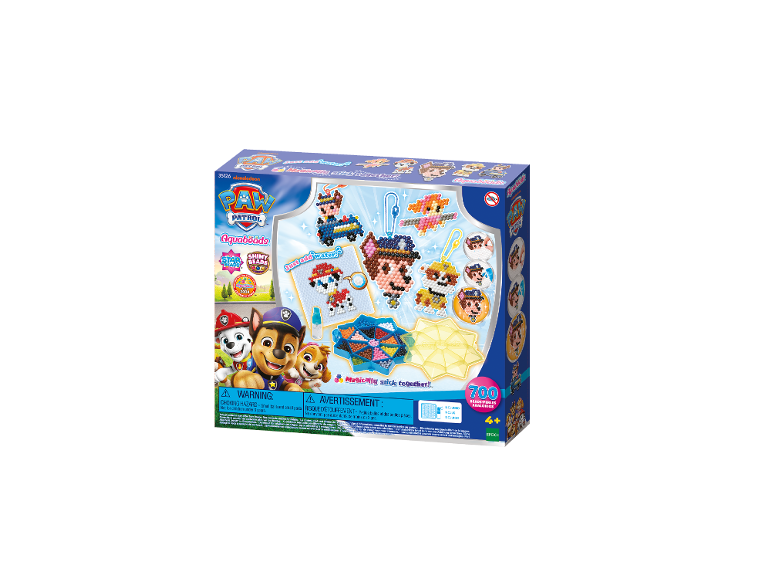 Aquabeads-Set mit Paw Patrol-Figuren, 700 Perlen und Zubehör, geeignet für 4+ Jahre.