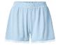 Hellblaue Shorts mit elastischem Bund und Spitzenbesatz.