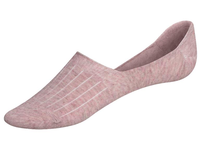 Ein rosa Socken ohne Zehen mit weißen Streifen.