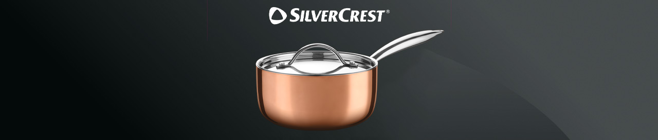 Aktionsbanner mit Silvercrest Logo und Küchengerät