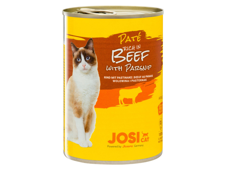 Gehe zu Vollbildansicht: JosiCat Katzennassnahrung Paté reich an Rind mit Pastinake, 12 x 400 g - Bild 2