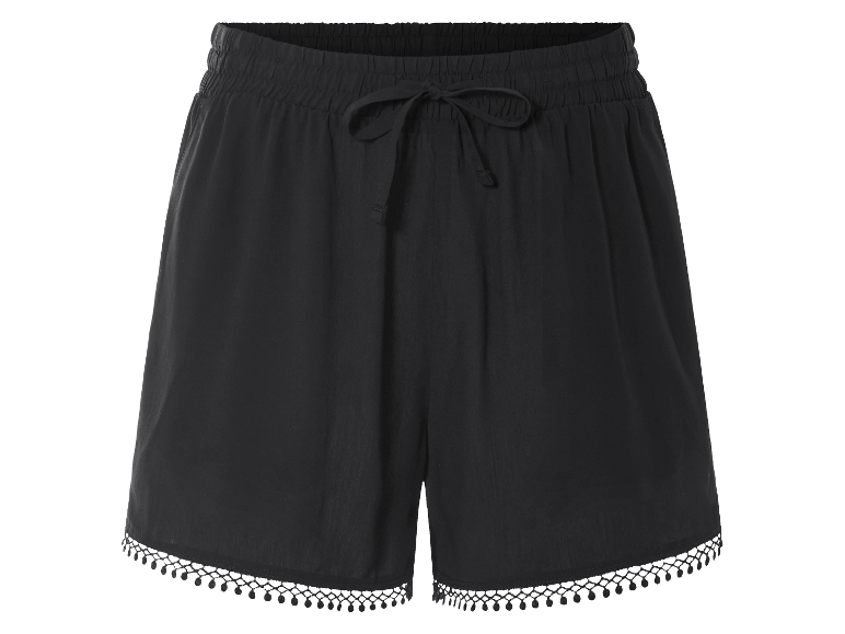 Schwarze Shorts mit Kordelzug und Bordüre.