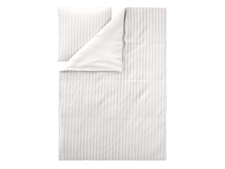 Weiß-grau gestreifte Bettwäsche mit Kissenbezug