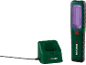 Wiederaufladbare LED-Arbeitsleuchte mit Ladestation und Kabel.