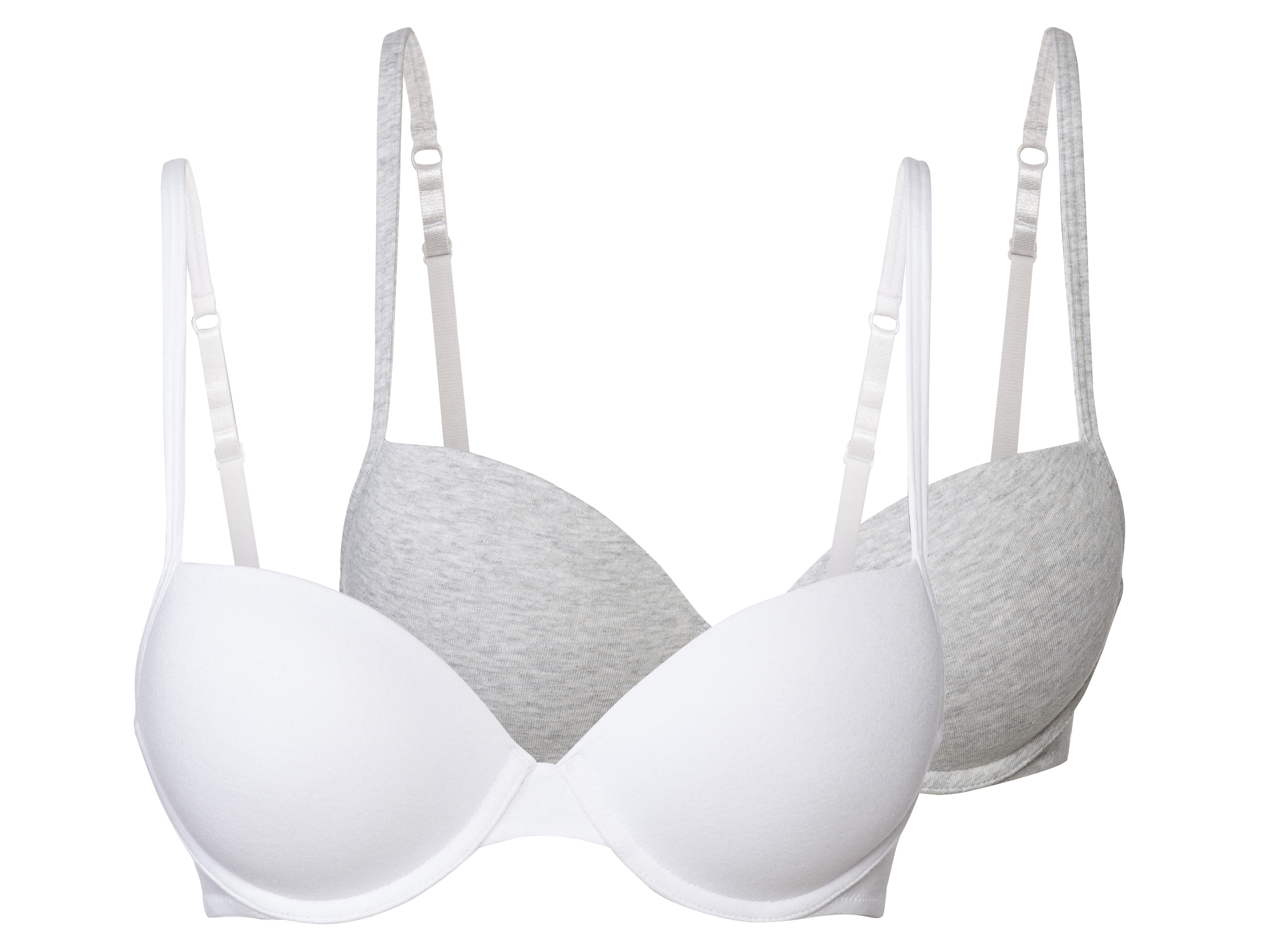 esmara® Damen Bügel BH, 2 Paar (Grau/Weiß, 85B) | 04334036082737