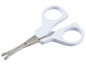 Weiße Baby-Nagelschere mit runden Griffen.