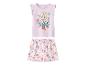 Kinder-Kurzarm-Pyjama-Set mit Shorts, mit Elsa-Aufdruck und Blumen.