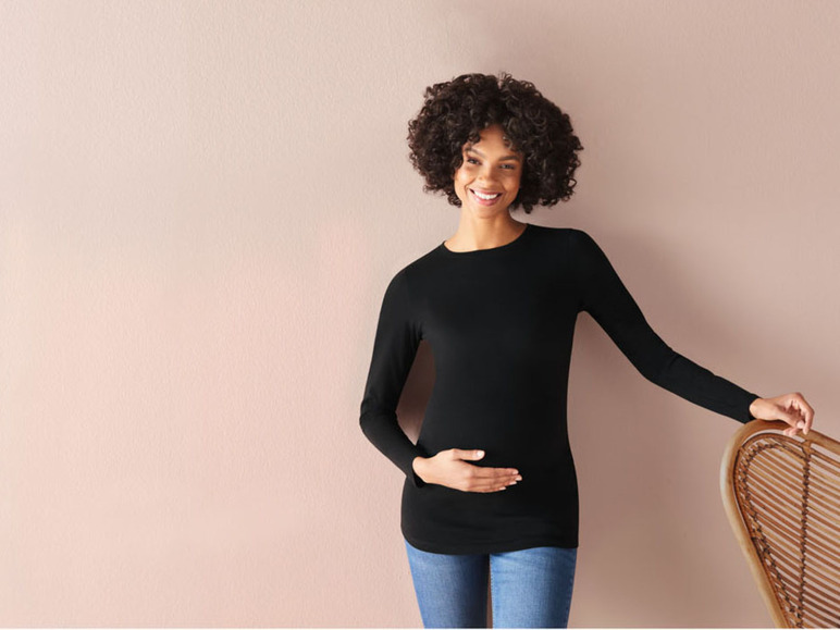 Gehe zu Vollbildansicht: esmara® Damen Umstands-Langarmshirt, hoher Baumwollanteil - Bild 3