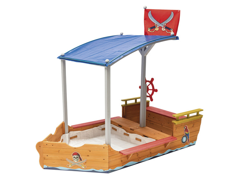 Playtive Sandkasten mit Stauraum Piratenschiff