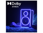 Ein Dolby Atmos-Lautsprecher mit blauer Neonbeleuchtung.