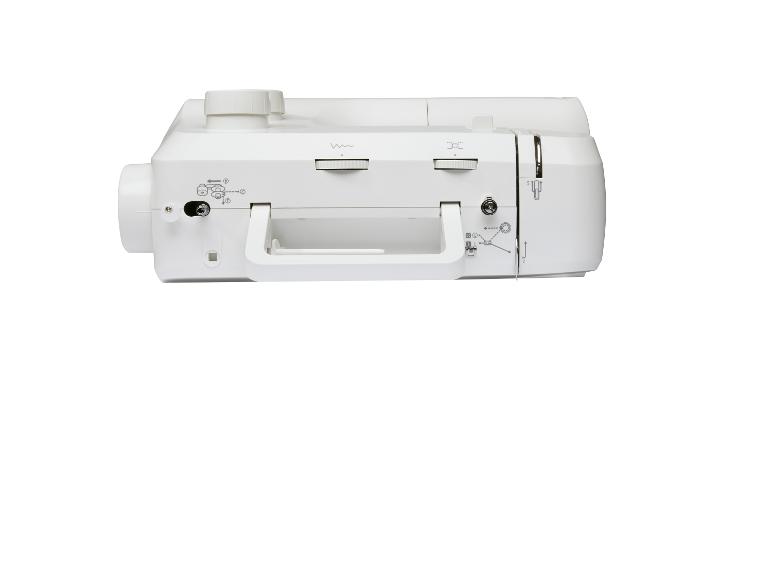 Weiße tragbare Miniatur-Nähmaschine.